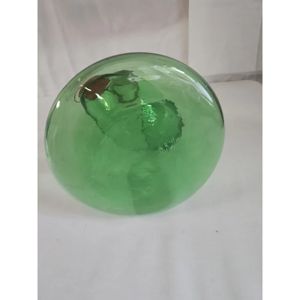 Vtg Hand Blown Italian Green Glass Wine Bottle Decanter w Ice Chamber Stopper